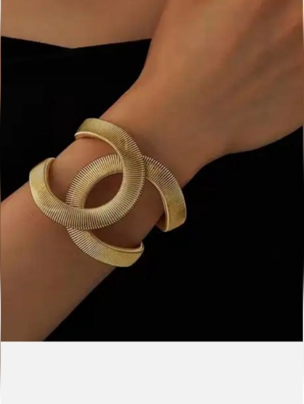 Gold Interlocking CC Cuff Bracelet - Women Jewelry